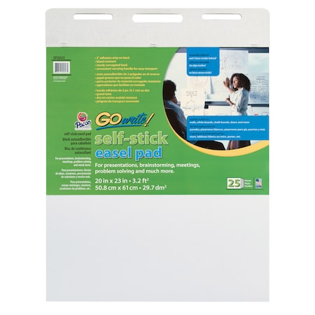 GoWrite? Easel Pad, Self-Adhesive, White, 20 X 23, 25 Sheets